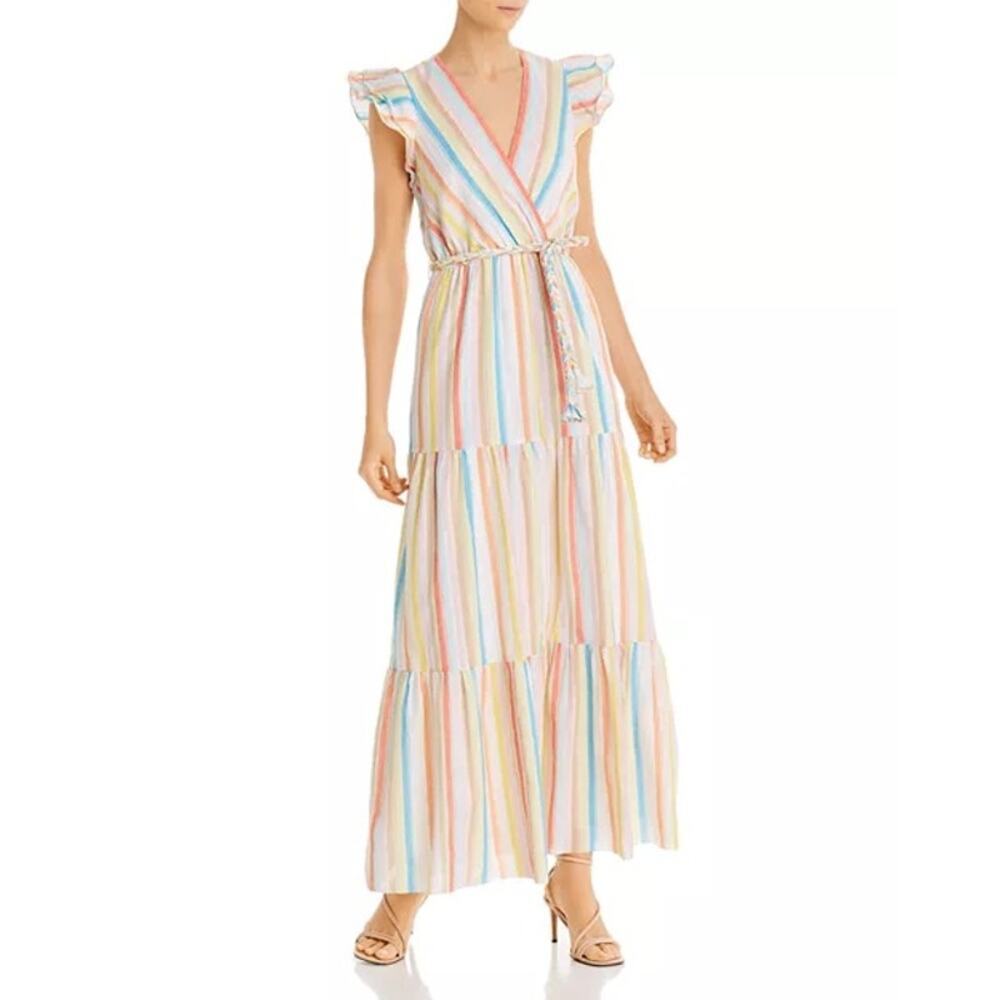 Saylor Austen in Pastel Watercolor Striped Maxi Dress sz M